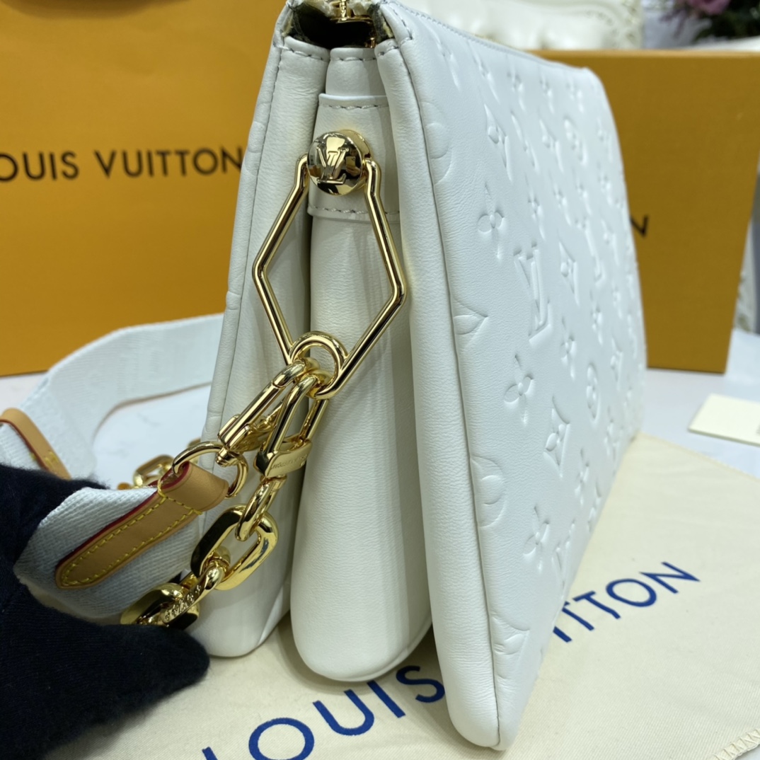 Louis Vuitton COUSSIN PM Handbag Monogram Embossed M57793 Cream